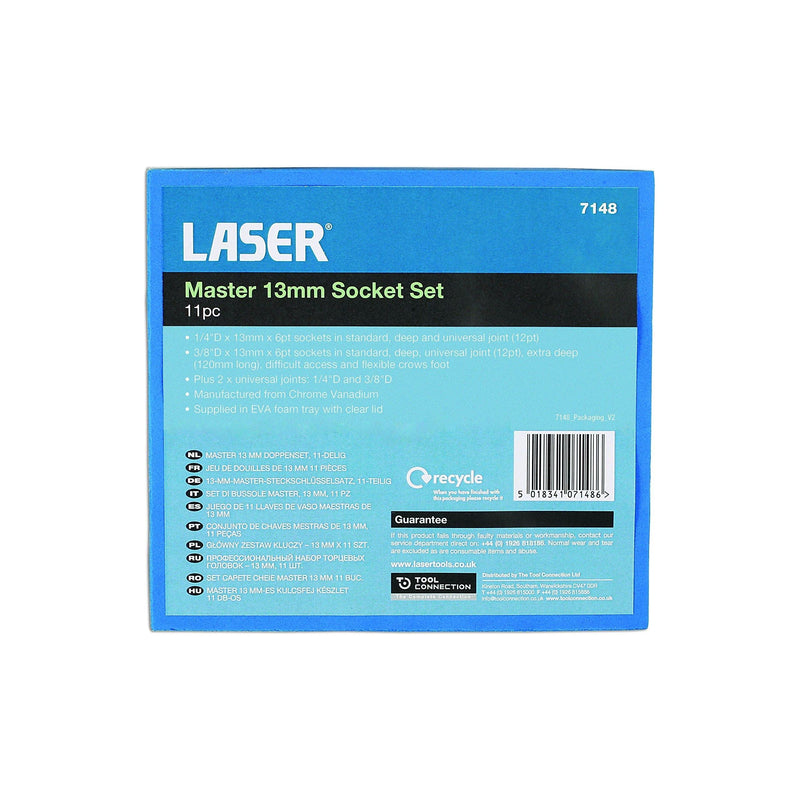Laser Master Socket Set 13mm 11pc 7148 Laser - Dynamic Drive