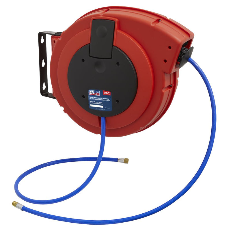 Sealey Retractable Air Hose Reel HD Mechanism 10m x 10mm PU Hose SA895 Sealey  - Dynamic Drive