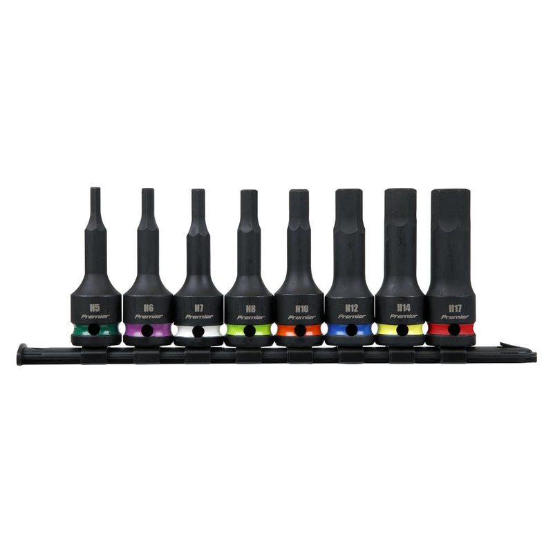 Sealey Premier Premier Hex Impact Socket Bit Set 1/2"Sq Drive 8pc AK56001 Sealey Premier - Dynamic Drive