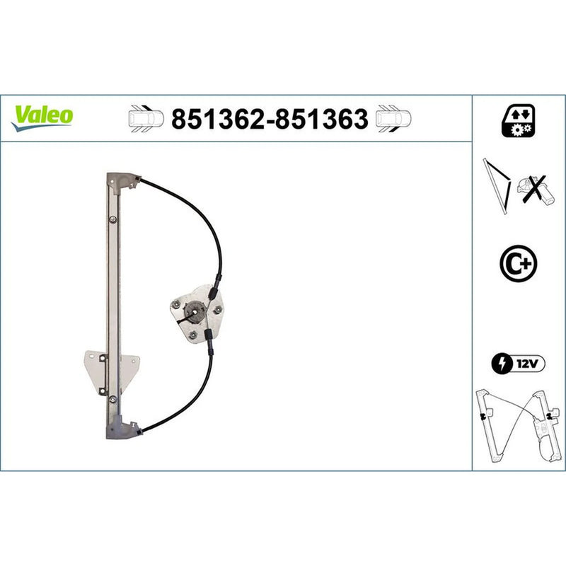 Valeo Electric Window Regulator Lifter Right Front 851363