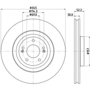 Mintex 2 x Vented Front Brake Discs MDC2928C-x2