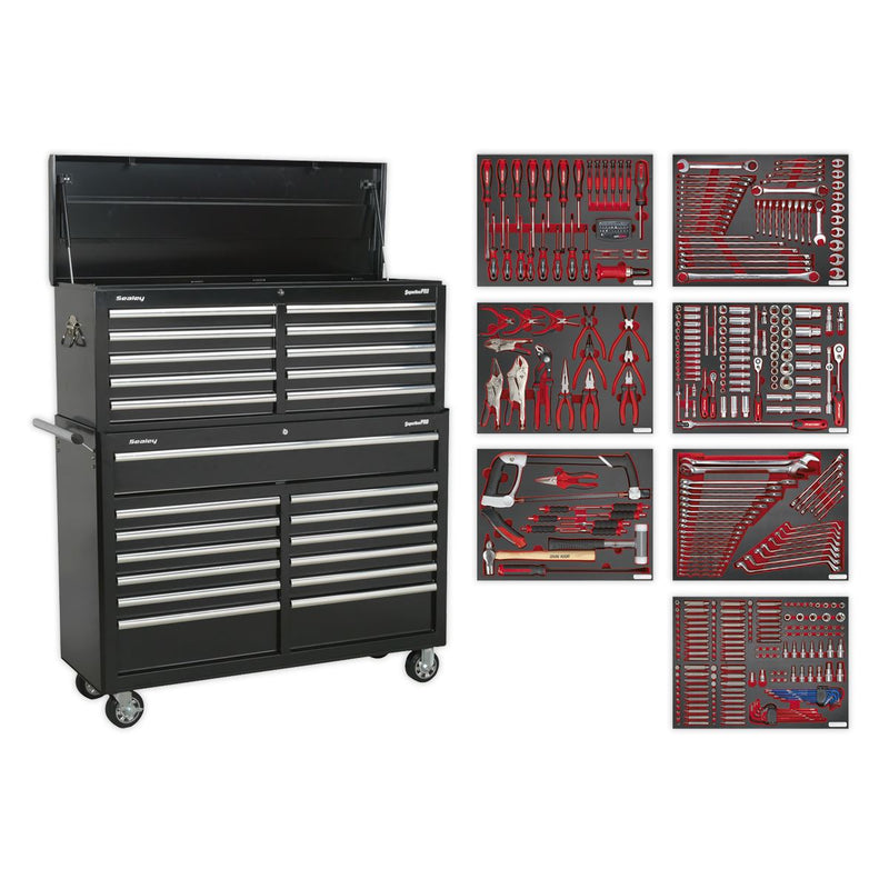 Superline PRO Tool Chest Combination 23 Drawer with 446pc Tool Kit - Black Superline Pro - Dynamic Drive