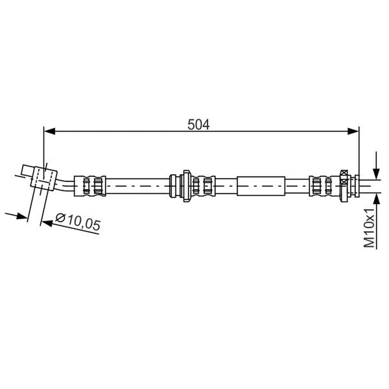 Bosch Brake Hydraulic Hose Line Front Left fits Nissan Almera Tino 2000-2006