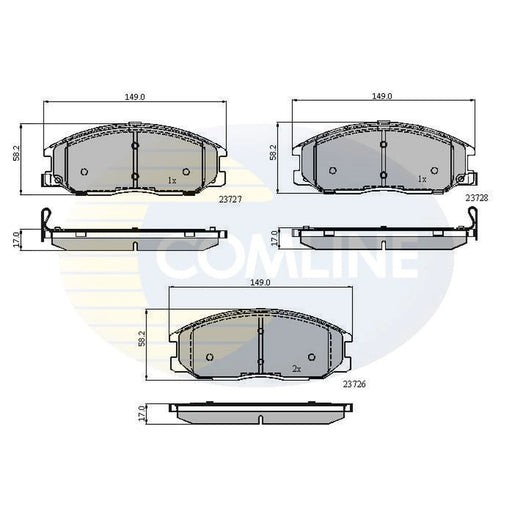 Comline 4 x Front Brake Pad Set fits Hyundai Centennial 1999-2009 3.0 4.5