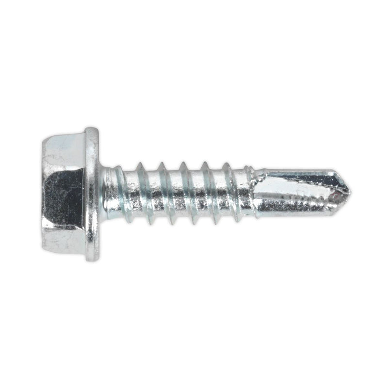 Sealey Self Drilling Screw 4.8 x 19mm Hex Head Zinc Pack of 100 SDHX4819 Sealey - Dynamic Drive