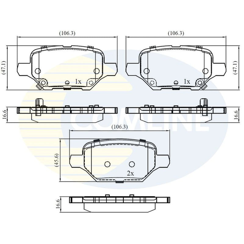 Comline 4 x Rear Brake Pad Set fits Opel Mokka / Mokka X 2012-2019 1.4 1.6 1.7