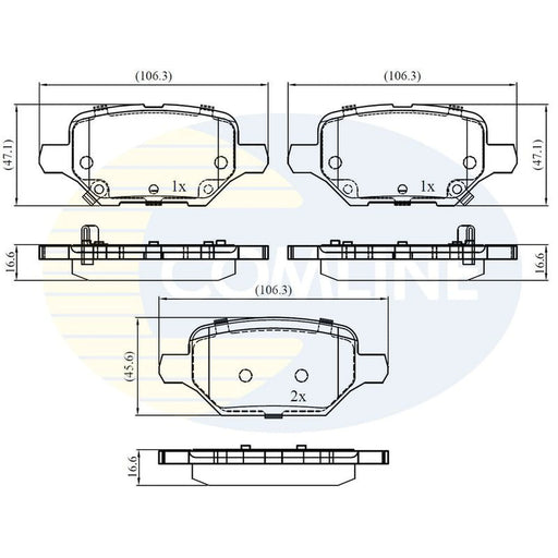 Comline 4 x Rear Brake Pad Set fits Opel Mokka / Mokka X 2012-2019 1.4 1.6 1.7