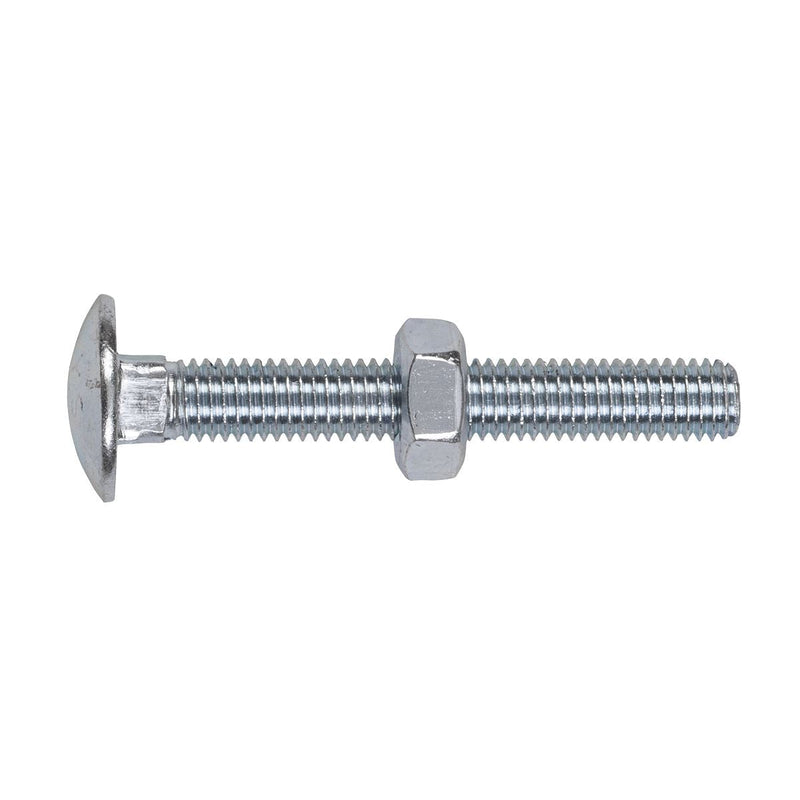 Sealey Coach Bolt & Nut DIN 603 M10 x 75mm Zinc Pack of 50 CBN1075 Sealey - Dynamic Drive