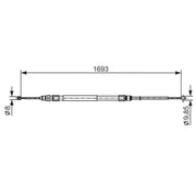 Bosch Handbrake Cable Right Rear fits BMW 3 Gran Turismo 2012-2018
