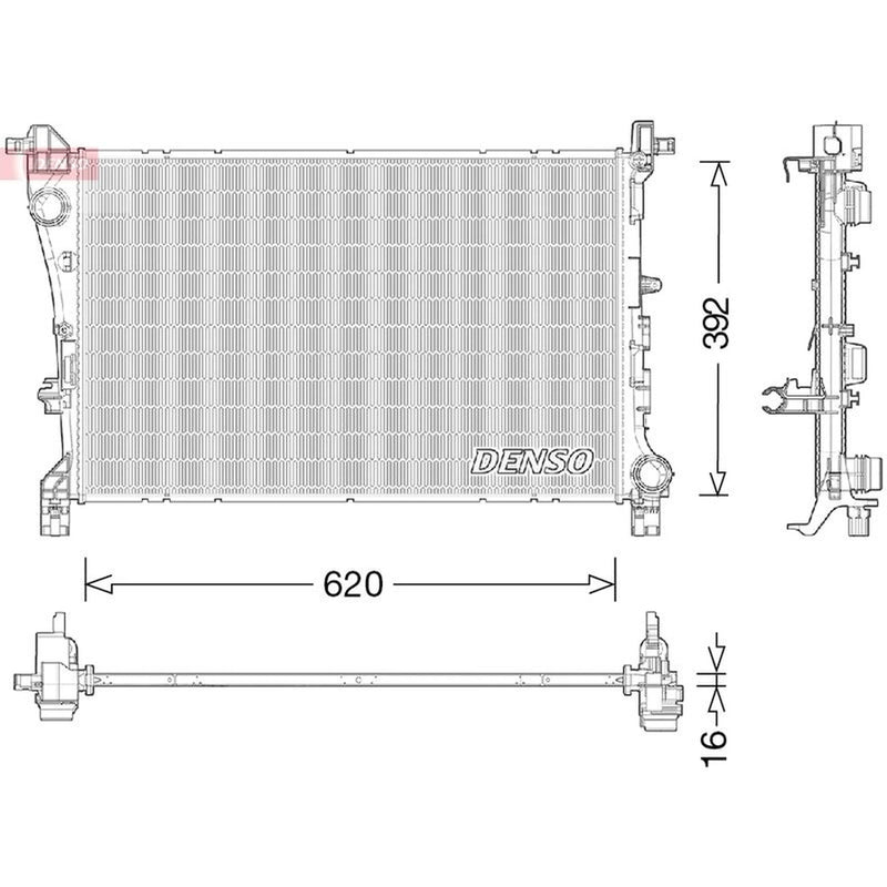 Denso Engine Radiator fits Fiat 500L 2012-2018 0.9 1.6