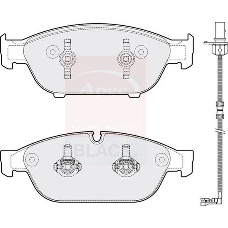 Apec Black Front Brake Pad Set fits Audi A8 D4 2010-2018 2.0 3.0