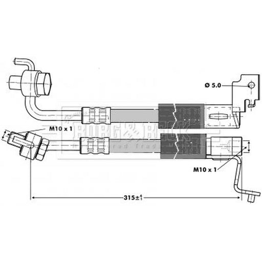 Borg & Beck Brake Hydraulic Hose Line Front Right BBH6693