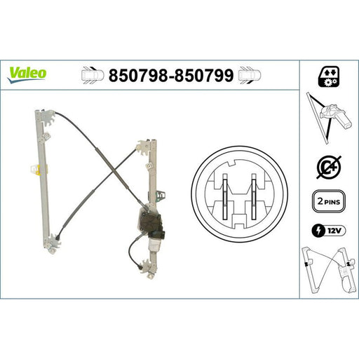 Valeo Electric Window Regulator Lifter Right Front 850799