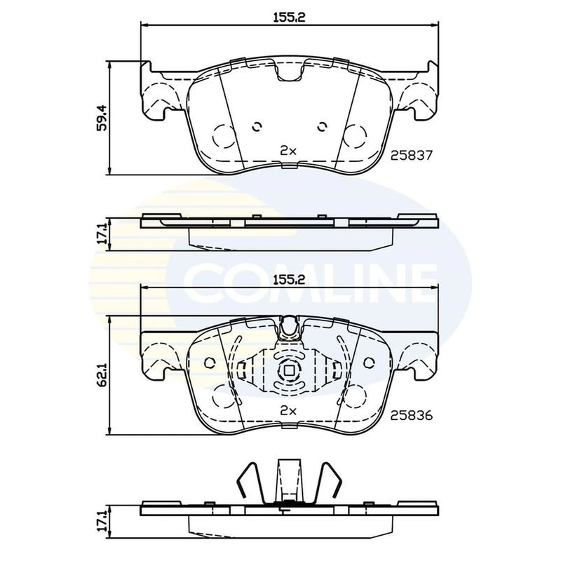Comline 4 x Front Brake Pad Set fits Citroën Berlingo 2018-2019 1.2 1.5 1.6