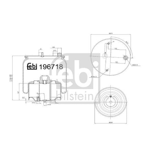 Febi Air Suspension Bellow 273mm Front Left 196718