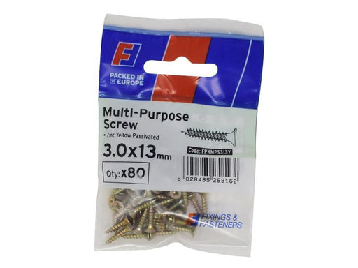 ForgeFix Multi-Purpose Pozi Screw CSK ST ZYP 3.0 x 13mm ForgePack 80 ForgeFix - NN4 Online