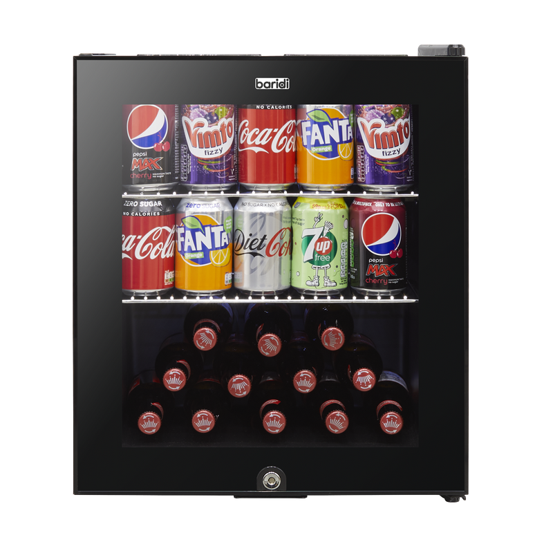 Baridi 50L Table Top Beer & Drinks Mini Fridge 3-10C Light Black & Glass Baridi  - Dynamic Drive