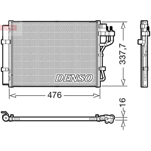 Denso Air Conditioning Condenser fits Hyundai I10 II 2013-2019 1.0 1.2