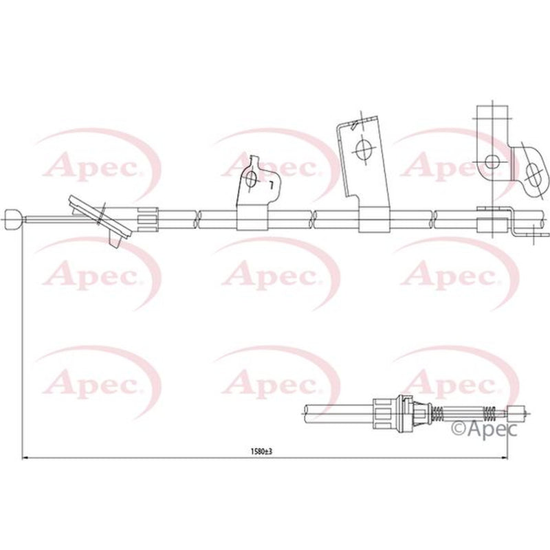 Apec Handbrake Cable Left Rear fits Toyota Yaris/Vitz 1999-2005 1.0 1.3 1.4