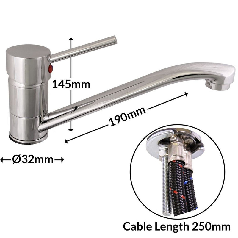 Stilo Chrome Mixer Tap 19cm Spout Durable Chrome Mixer Tap with 19cm Spout fo Nova - Dynamic Drive