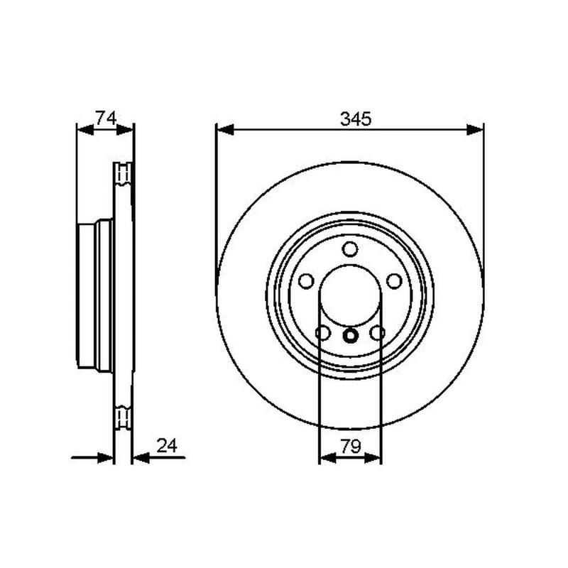 Bosch 2 x Vented Brake Discs fits BMW 7 2003-2008
