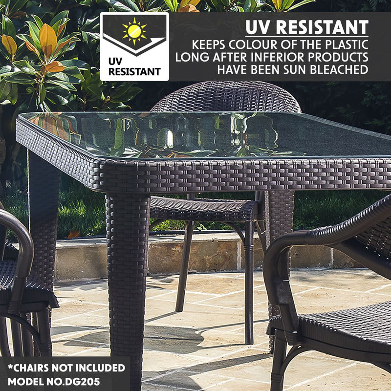 Dellonda Dining Tables with Tempered Glass Top 150 x 90 x 76cm - Dark Brown Dellonda - Dynamic Drive