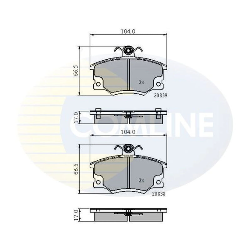 Comline 4 x Front Brake Pad Set fits Abarth Strada 1981-1987 2.0