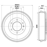 Mintex Brake Drum Assembly Rear fits Bedford Brava 1988-1990 2.2 2.5