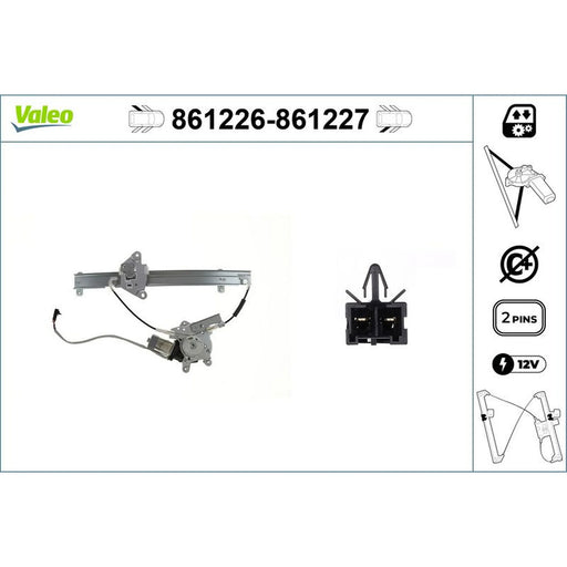 Valeo Electric Window Regulator Lifter Right Rear 861227