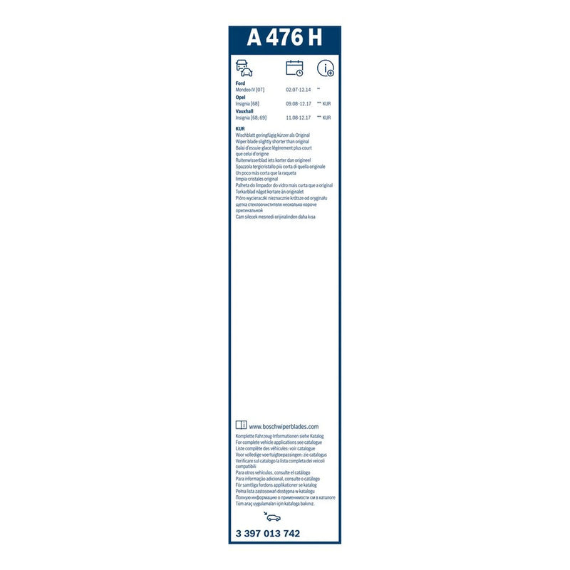 Bosch Wiper Wiper Blade 475mm — A476H fits Ford Mondeo IV 2007-2015
