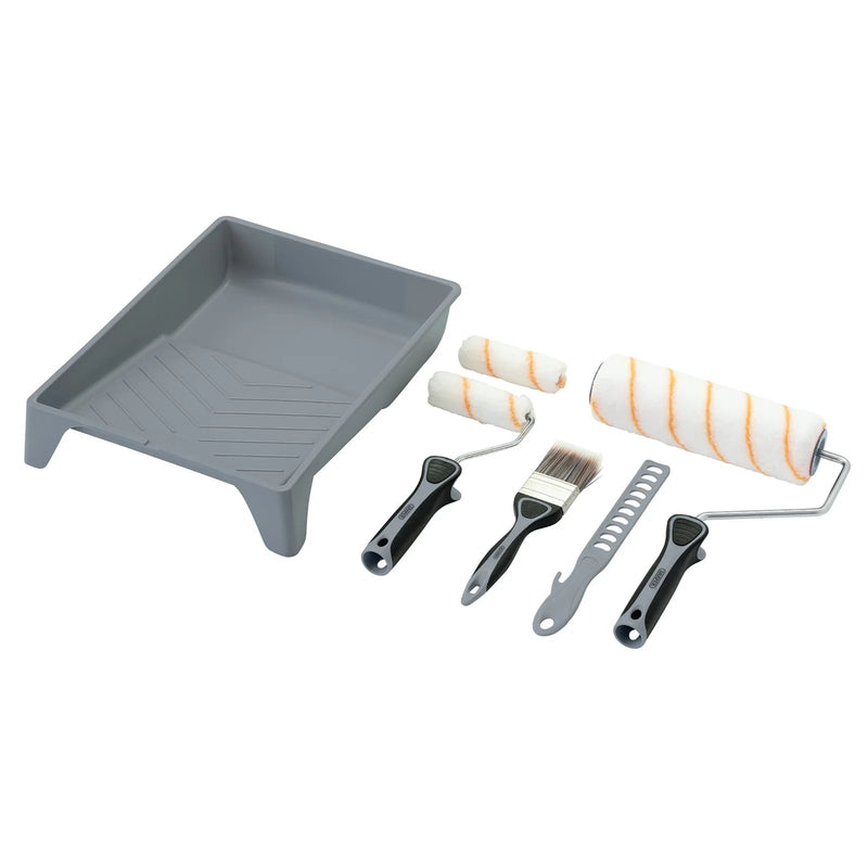 Draper Medium Pile Polyester Paint Roller and Brush Set with Soft Grip (8 Piece) - image 1