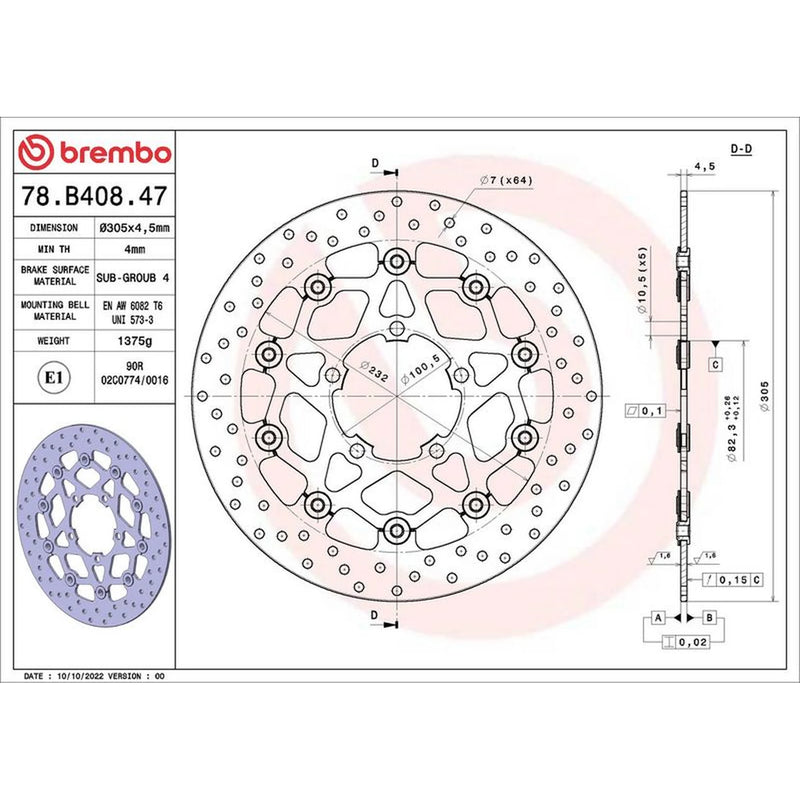 Brembo Front Brake Floating Brake Disc Discs & Pads fits Triumph Tiger 2015-2017