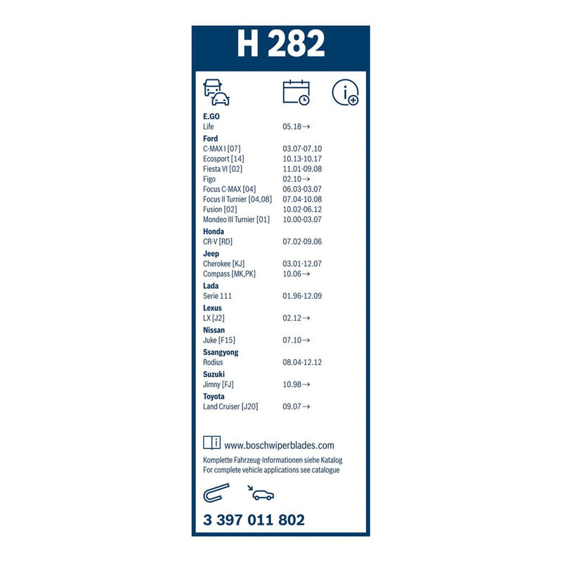 Bosch Conventional Wiper Blade 280mm — H282 fits Austin Allegro I 1973-1984