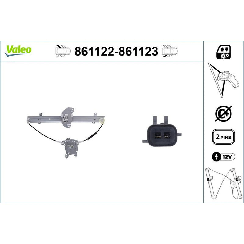 Valeo Electric Window Regulator Lifter Left Rear 861122