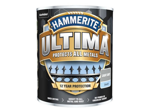 Hammerite Ultima Metal Paint Smooth Light Grey 750ml Hammerite - NN4 Online