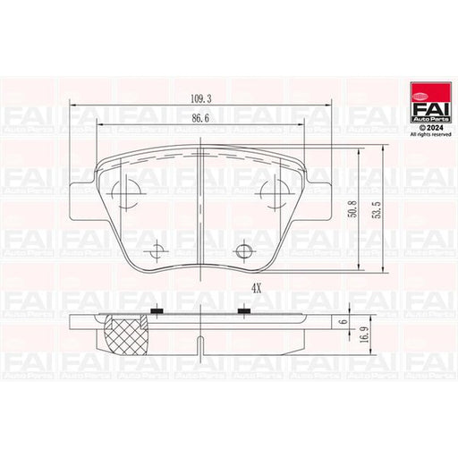 FAI Rear Brake Pad Set fits Audi A1 2012 on 2.0