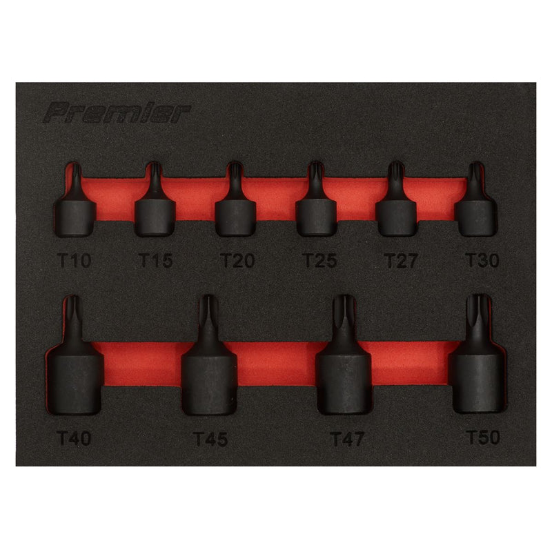 Premier Low Profile TRX-Star* Impact Socket Bit Set 1/4" & 3/8"Sq Drive 10pc Sealey Premier - Dynamic Drive