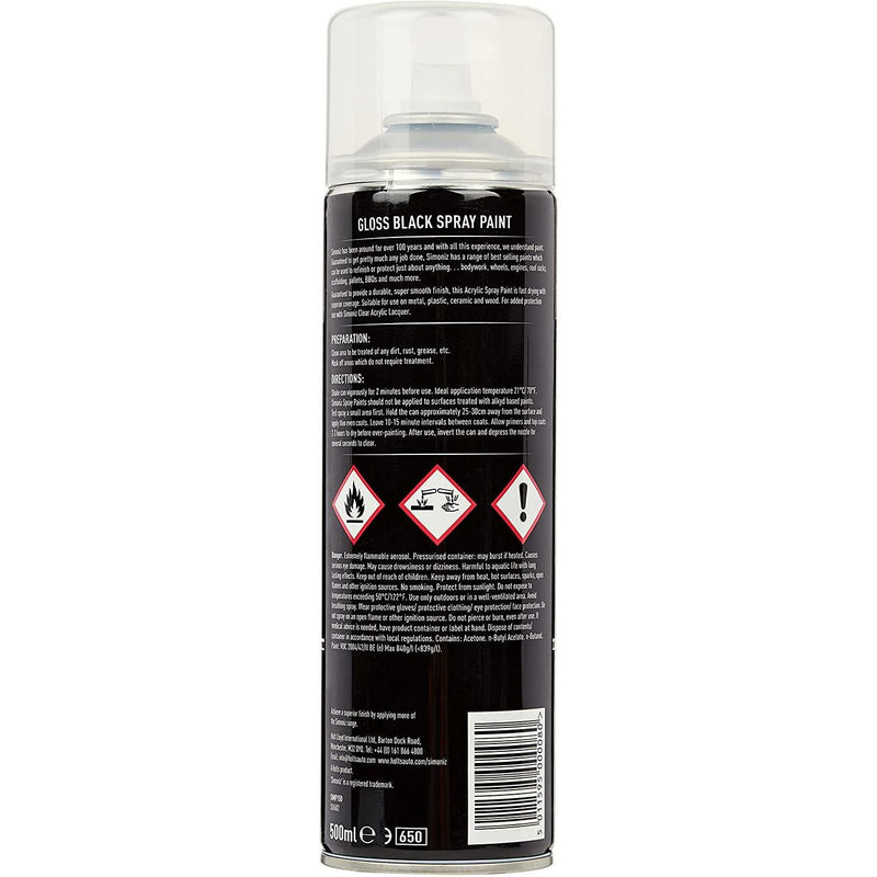 6x Simoniz Large Gloss Black Acrylic Aerosol Auto Car Spray Paint 500ml SIMP15D Simoniz - Dynamic Drive