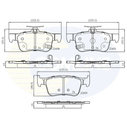 Comline 4 x Rear Brake Pad Set fits Honda Civic X 2016-2022 1.0 1.5 1.6 2.0