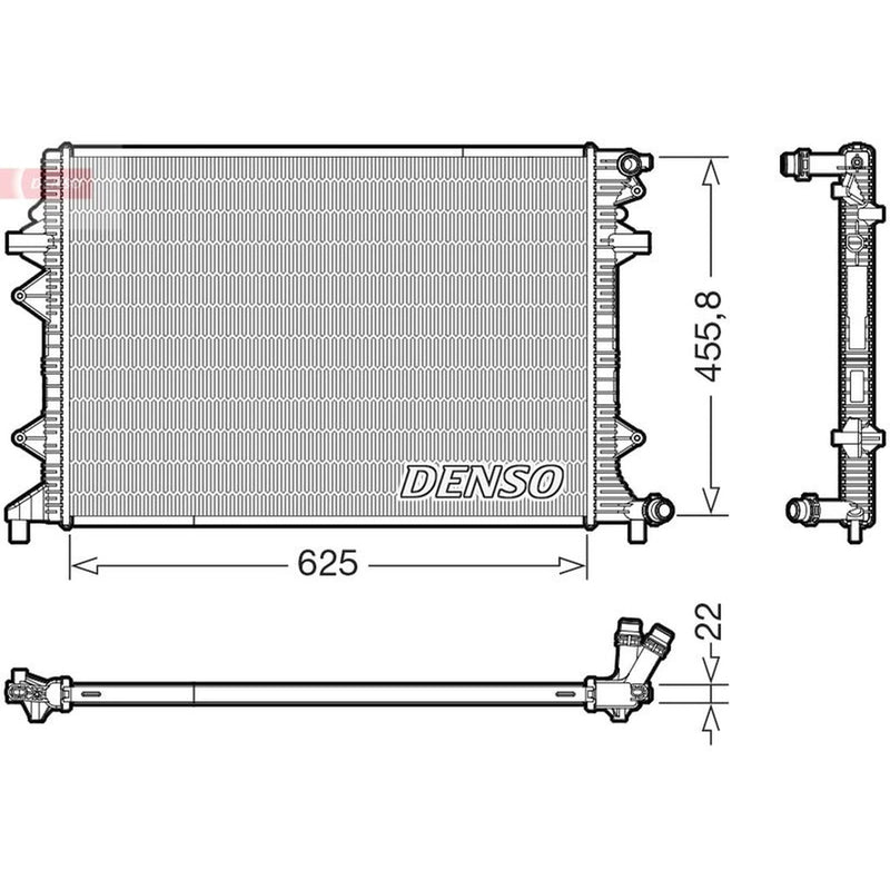 Denso Engine Radiator fits VW Tiguan 2010-2018 1.4 2.0