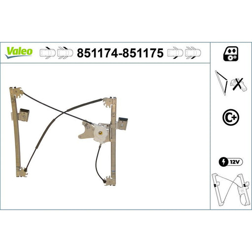 Valeo Electric Window Regulator Lifter Right Front 851175