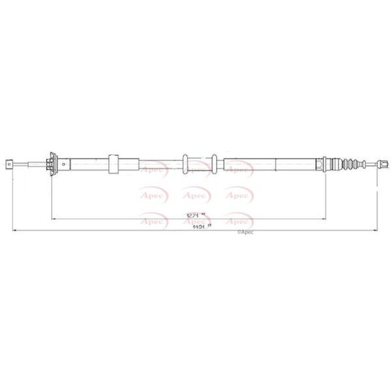 Apec Handbrake Cable Left Rear fits Abarth 500 / 595 / 695 2008 on 1.4