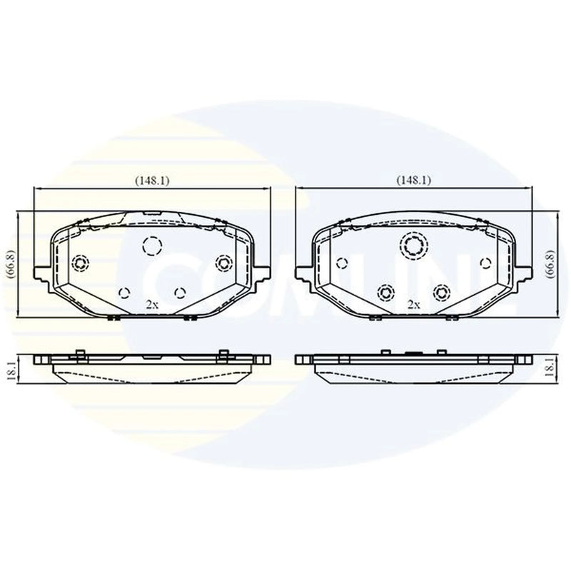 Comline 4 x Front Brake Pad Set fits Citroën Berlingo 2018-2019 1.2 1.5 1.6