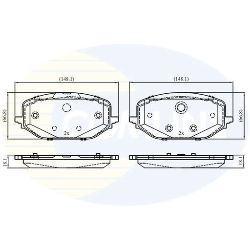 Comline 4 x Front Brake Pad Set fits Citroën Berlingo 2018-2019 1.2 1.5 1.6