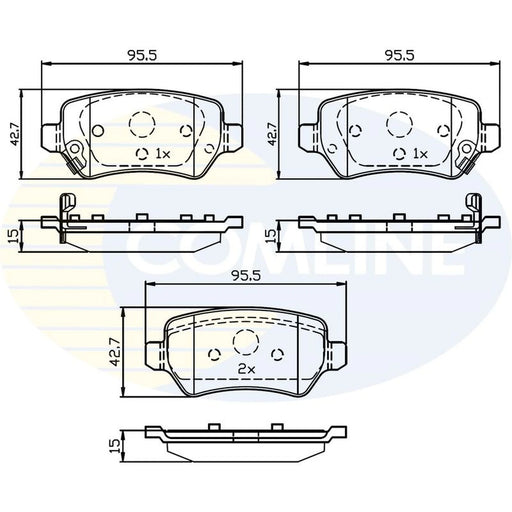 Comline 4 x Rear Brake Pad Set fits Kia Cee'D 2012-2018 1.0 1.4 1.6