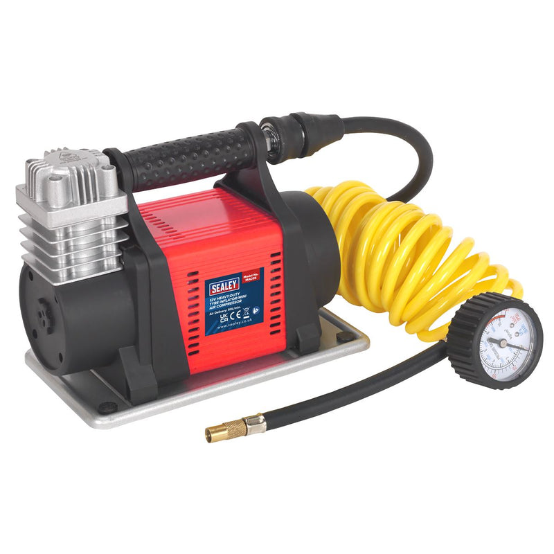 Sealey Tyre Inflator/Mini Air Compressor 12V Heavy-Duty MAC05 Sealey - Dynamic Drive