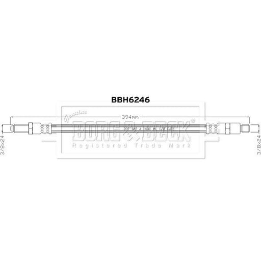 Borg & Beck Brake Hydraulic Hose Line Rear Right BBH6246