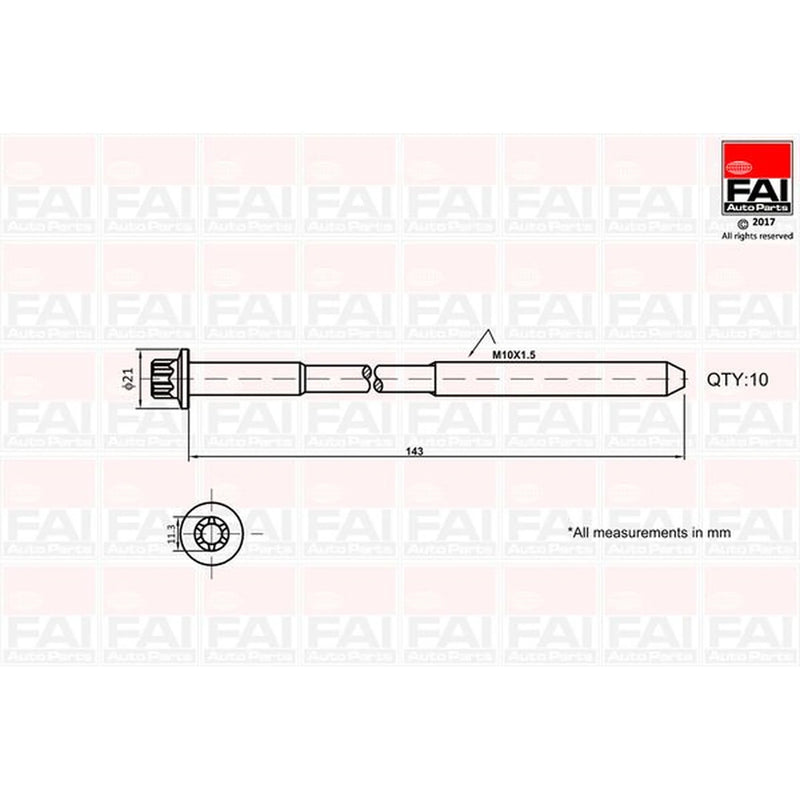 FAI Cylinder Head Bolt Set M10 x 1.5 fits Caterham Seven 2011 on 1.6