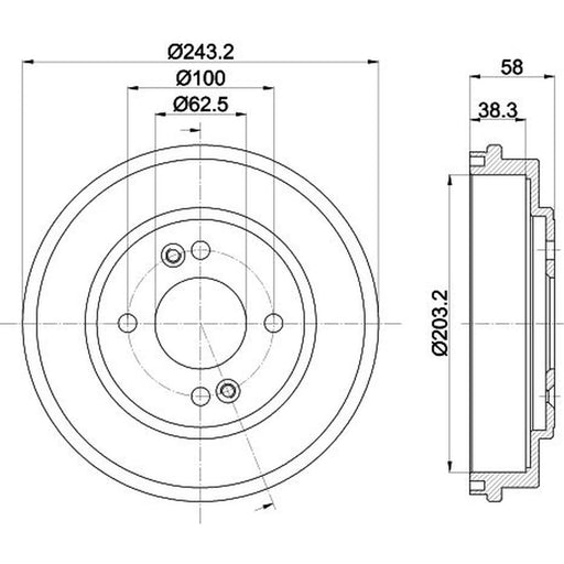 Mintex Brake Drum Assembly Rear fits Hyundai Getz 2002-2010 1.1 1.3 1.4 1.5 1.6