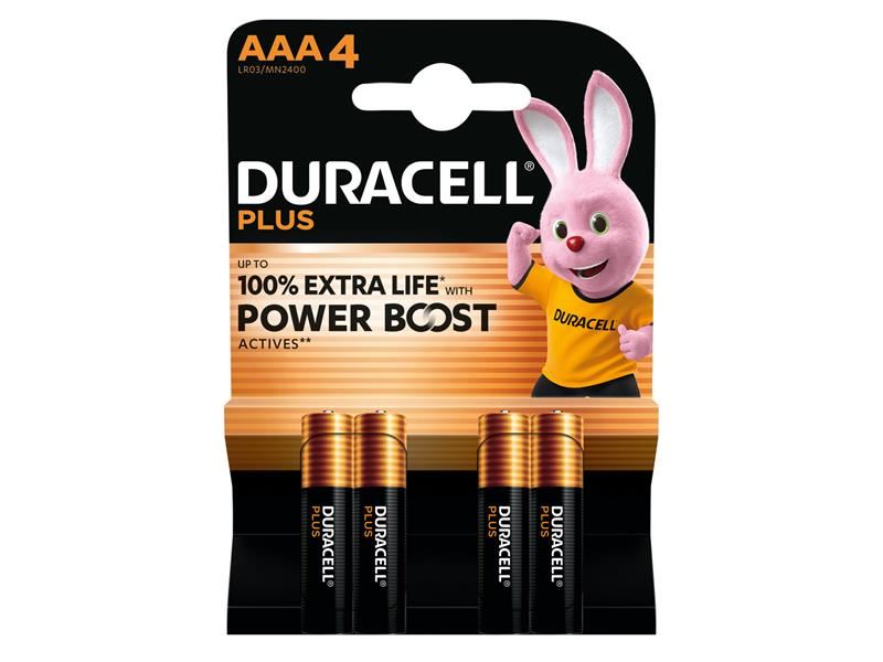 Duracell AAA Cell Plus with Power Boost Batteries (Pack 4) Duracell - NN4 Online
